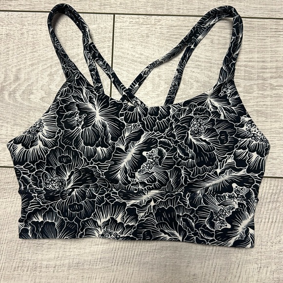 The Balance collection black floral mid imoact lined sport bra - Picture 5 of 8